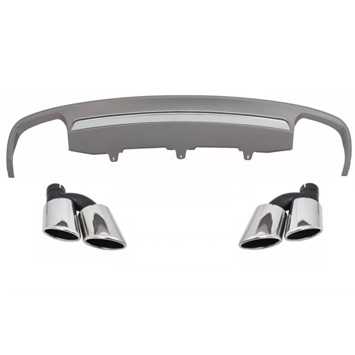 Rear Bumper Valance Air Diffuser with Exhaust Muffler Tips suitable for Audi A6 4G (2012-2015) S6 Design