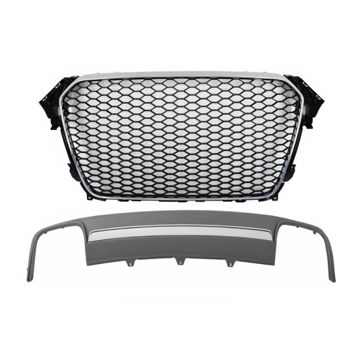 Assembly Central Grille with Rear Bumper Valance Air Diffuser suitable for AUDI A4 B8 Facelift (2012-2015) Limousine/Avant RS Design