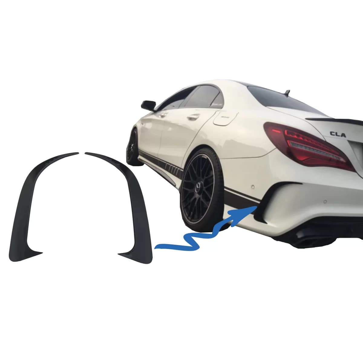 Rear Bumper Splitters Fins Side Vent Canards suitable for Mercedes CLA W117 C117 X117 (2013-2018) CLA45 Design
