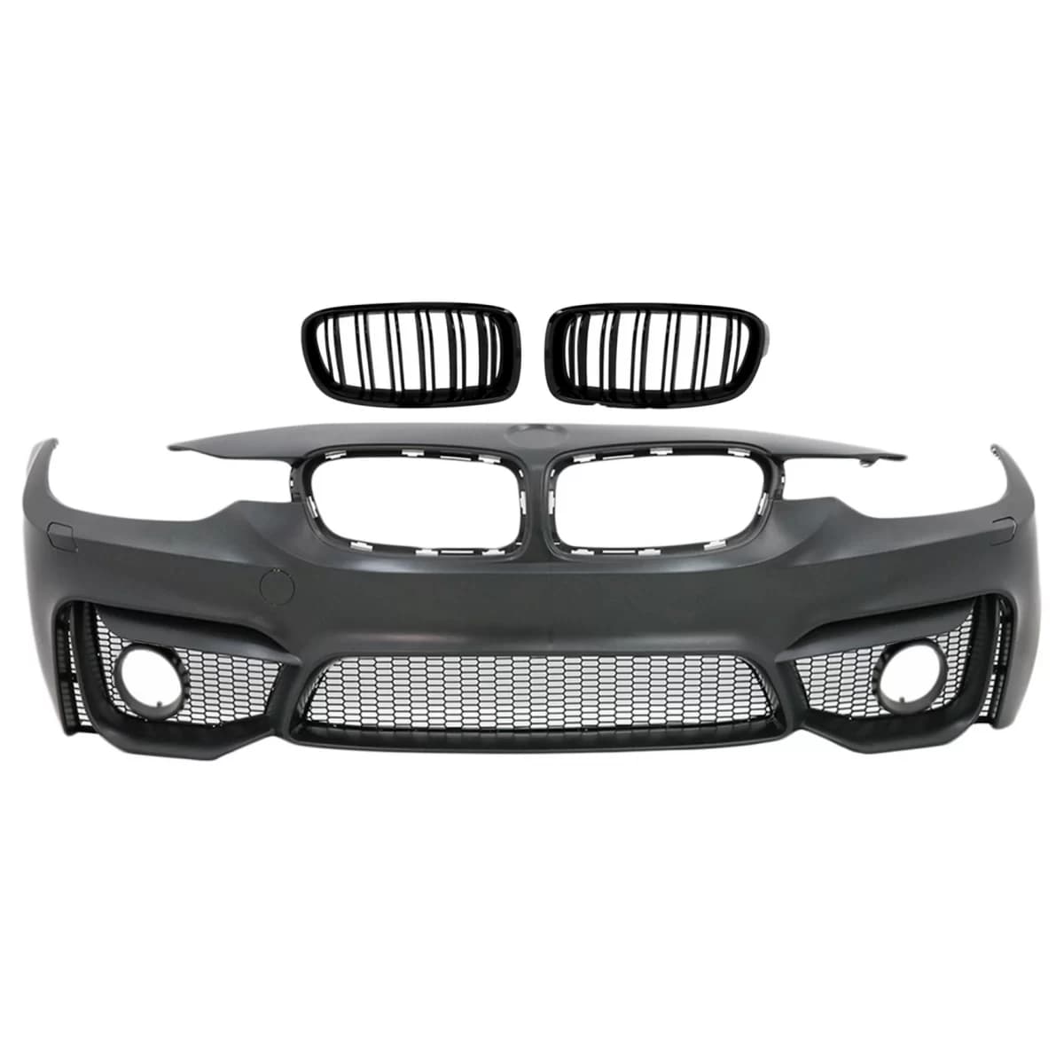 Front Bumper suitable for BMW 3 Series F30 F31 (2011-2019) M3 Design with Double Stripe Grilles M Design Piano Black