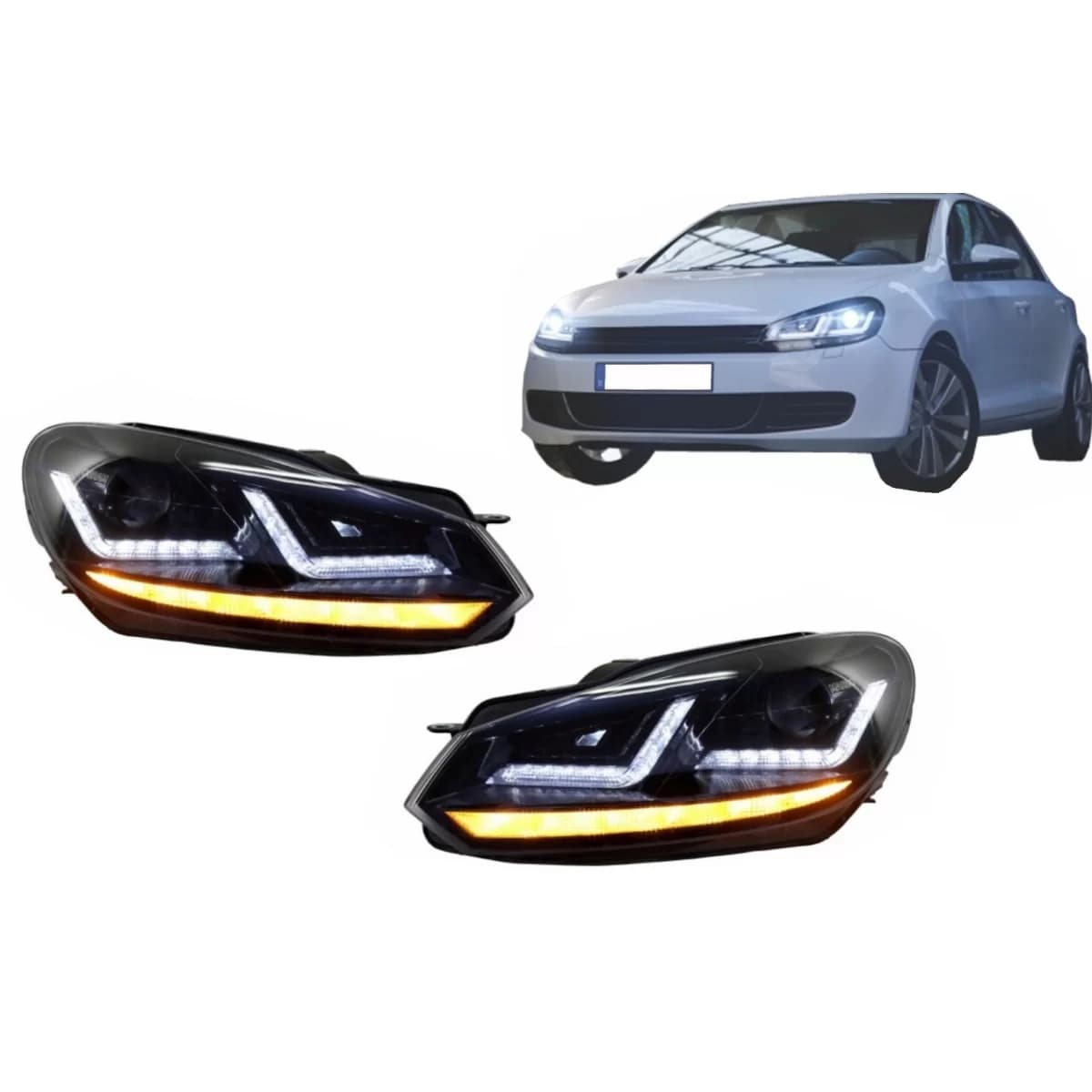 Osram Xenon Upgrade Headlights LEDriving suitable for VW Golf 6 VI (2008-2012) Black LED Dynamic Sequential Turning Lights