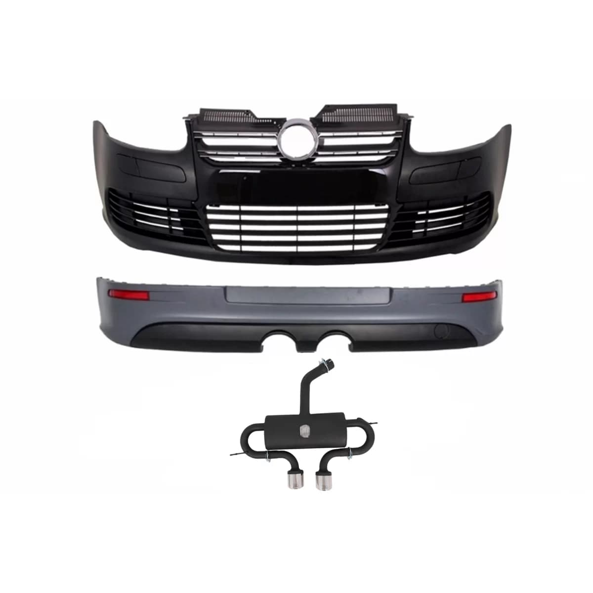 Body Kit suitable for VW Golf 5 (2005-2007) R32 Design Exhaust System Front Bumper Piano Black