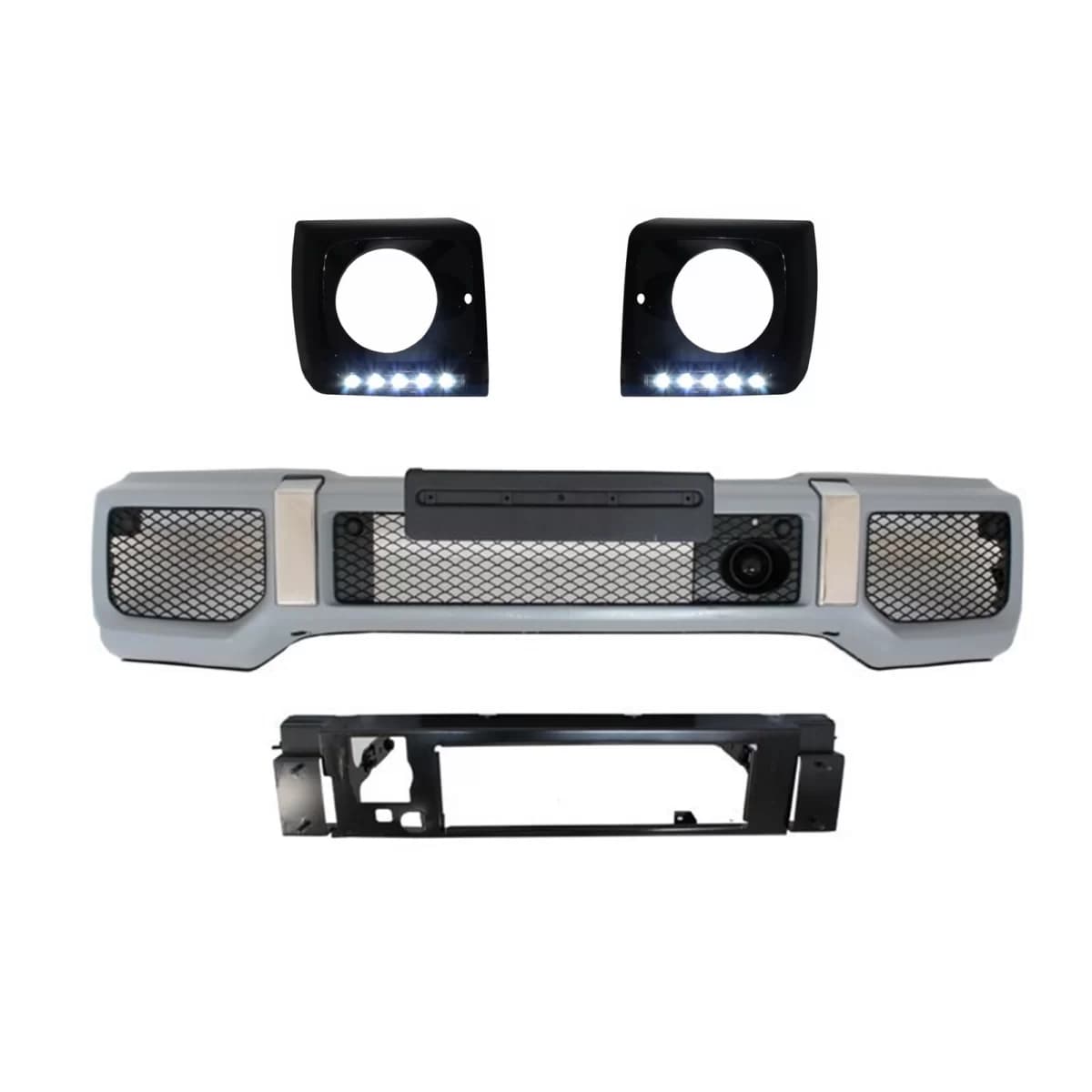 Front Bumper Black Headlights Covers LED DRL suitable for Mercedes G-Class W463 (1989-up) G65 Design