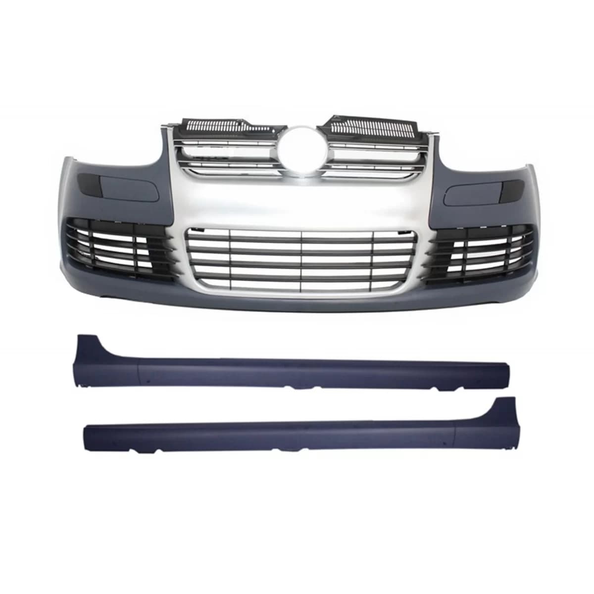 Front Bumper with Side Skirts suitable for VW Golf V 5 (2003-2007) Brushed Aluminium R32 Look