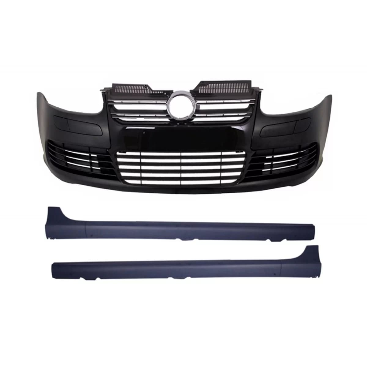 Front Bumper with Side Skirts suitable for VW Golf Mk V 5 (2003-2007) R32 Glossy Black Grill