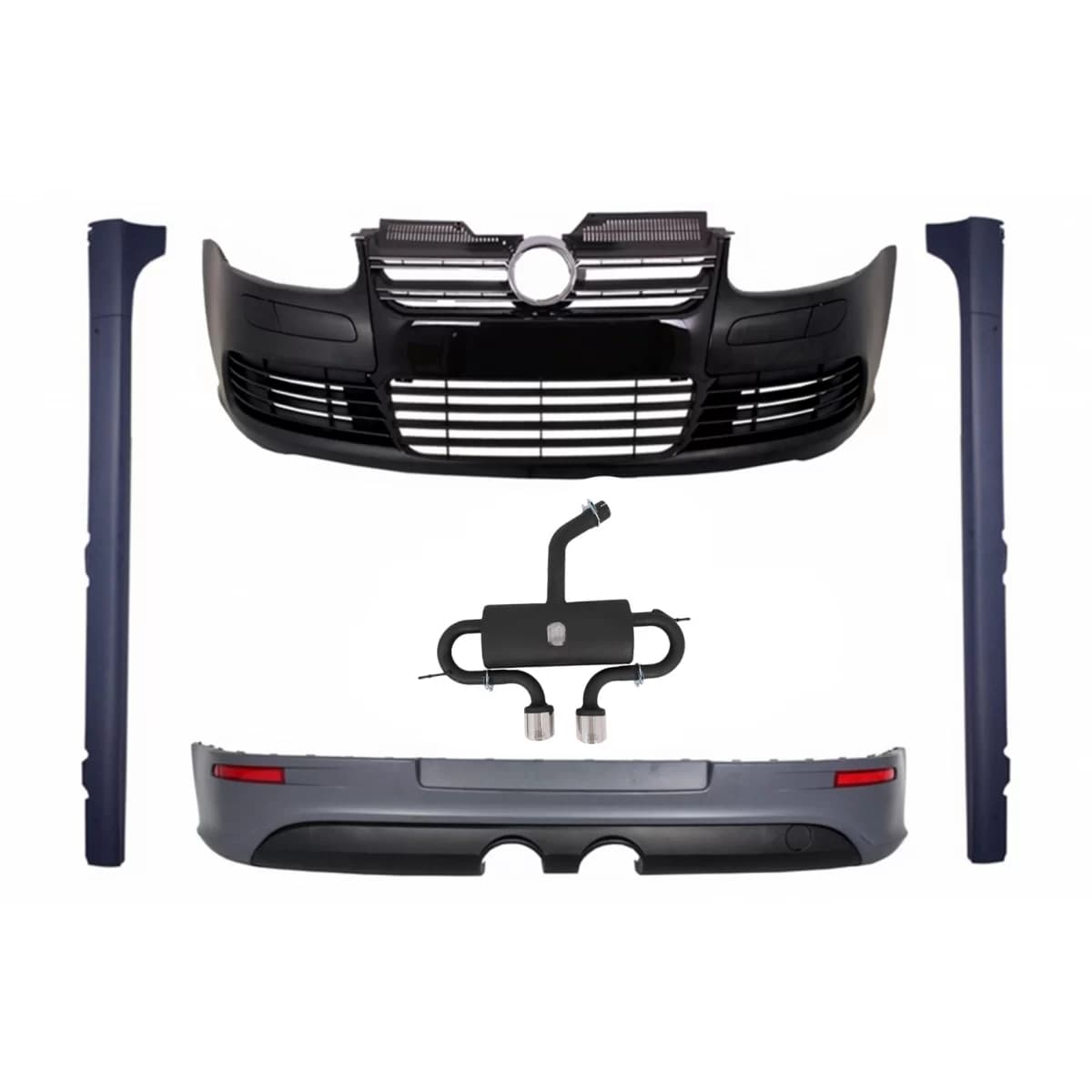 Body Kit suitable for VW Golf 5 V R32 Glossy Black Grill (2003-2007) With Complete Exhaust System