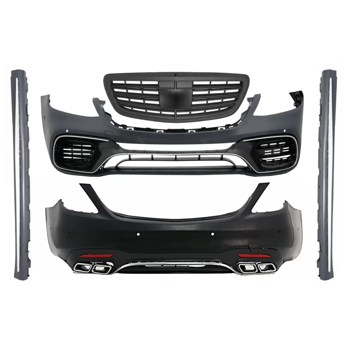 Complete Body Kit suitable for Mercedes S-Class W222 Facelift (2013-08.2020) S63 Design With Central Grille Matte Black