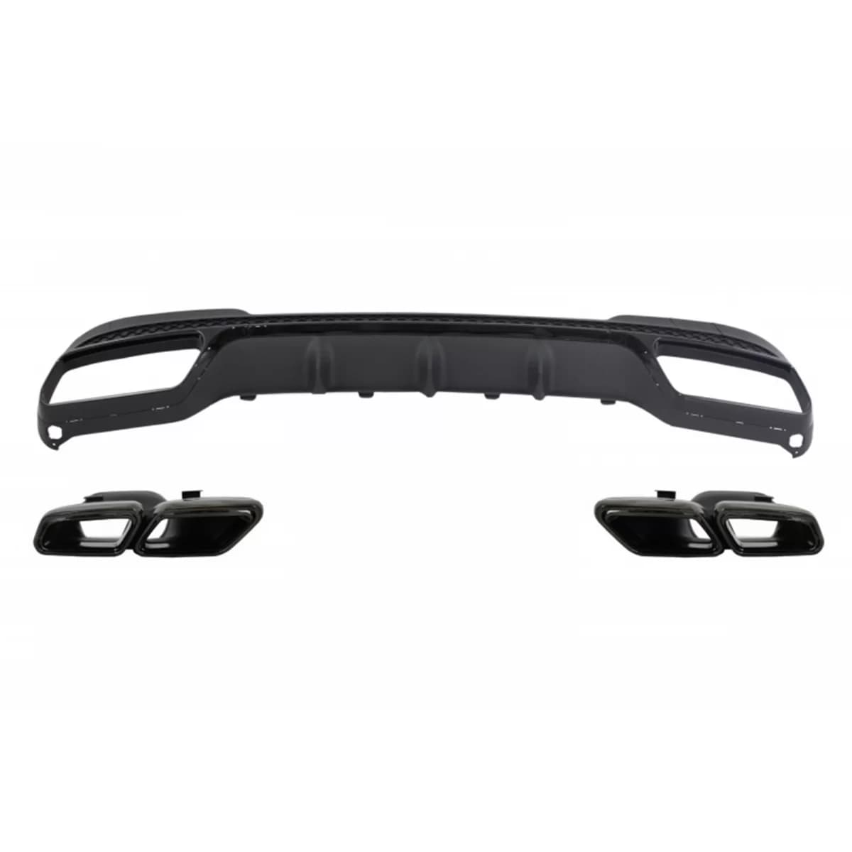 Rear Diffuser with Exhaust Tips Tailpipe Black suitable for MERCEDES E-Class W212 S212 AMG Sport Line Facelift (2013-2016) E63 Design