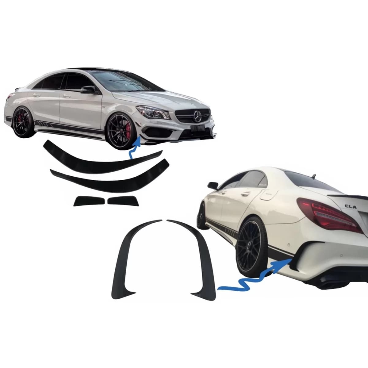 Bumper Splitters Fins Aero Side Vent Canards suitable for Mercedes CLA W117 C117 X117 (2013-2016) CLA45 Design