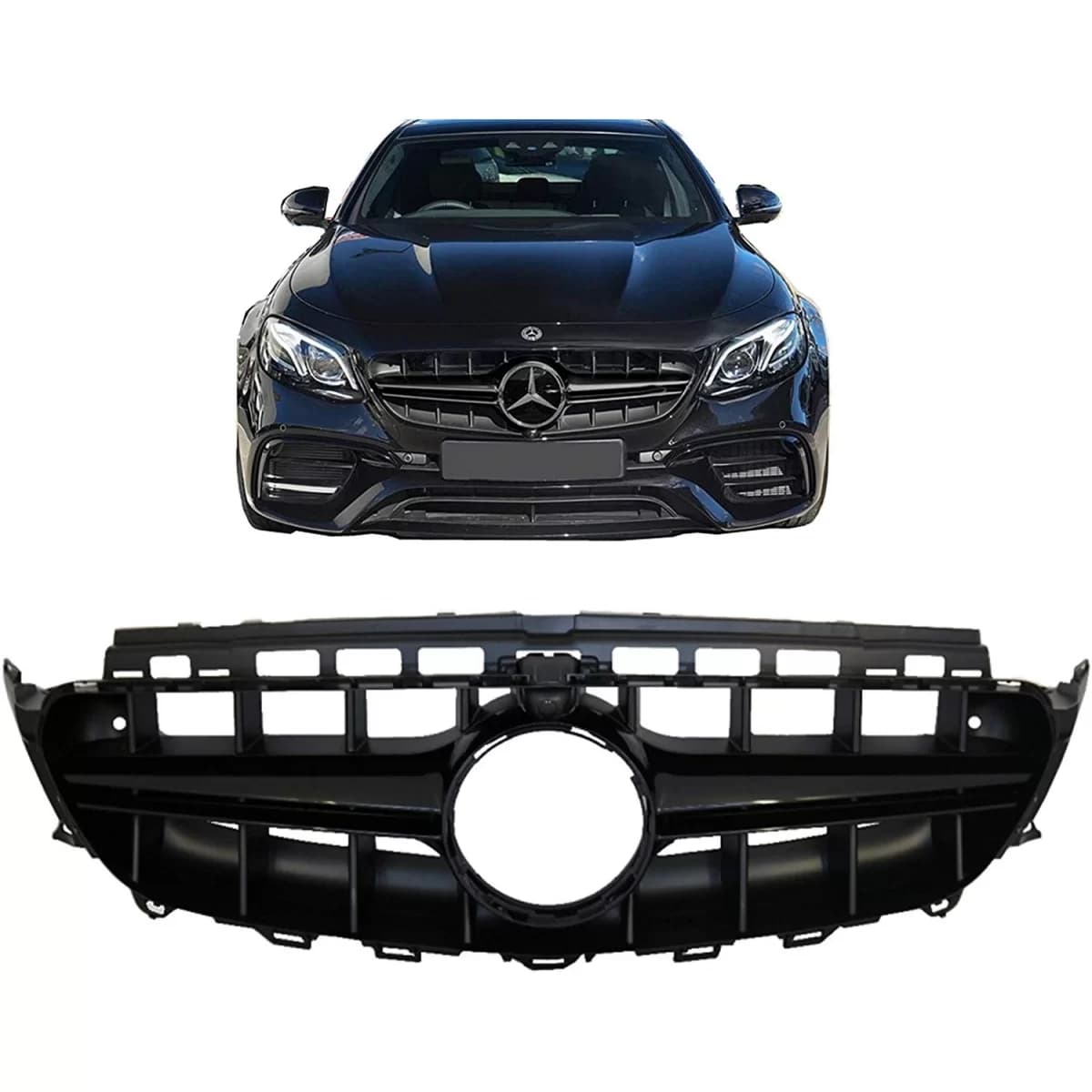 Central Grille suitable for Mercedes E-Class W213 S213 C238 A238 (2016-2019) Black E63 Design