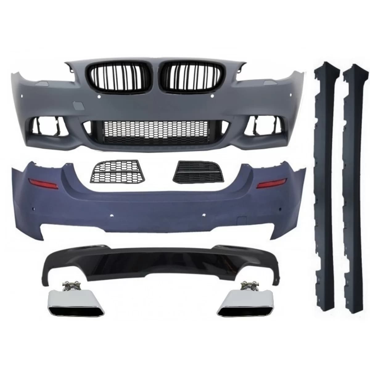 Complete Body Kit with Kidney Grilles suitable for BMW 5 Series F10 (2010-2017) M-Technik 550i Design Brilliant Black Edition