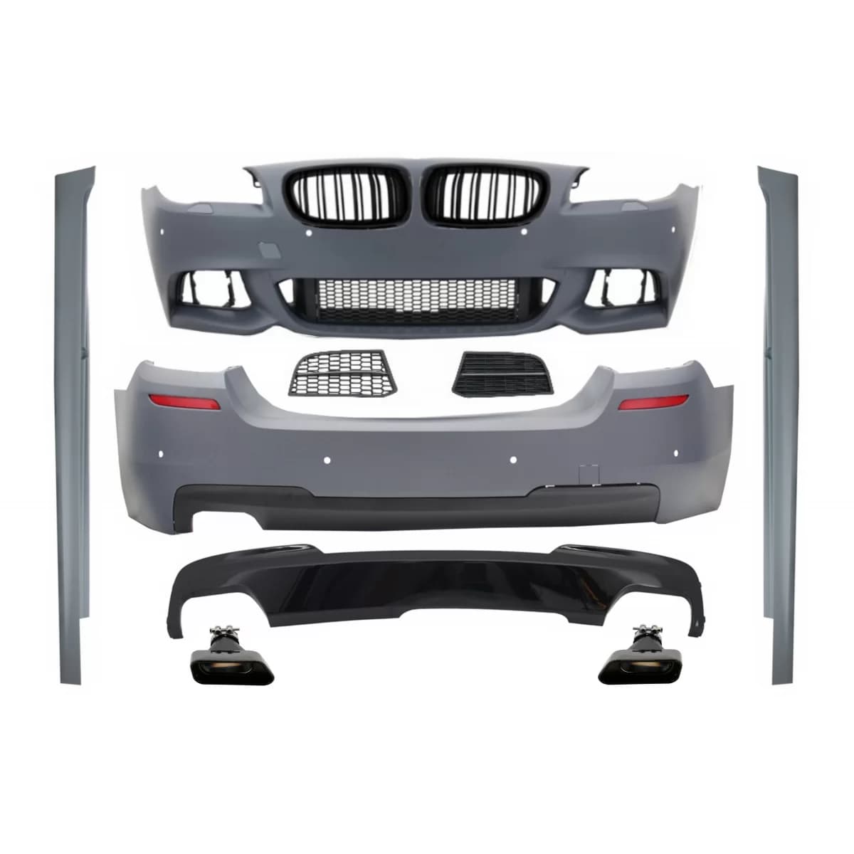 Complete Body Kit with Kidney Grilles suitable for BMW 5 Series F10 (2010-2017) M-Technik 550i Design Brilliant Black Edition