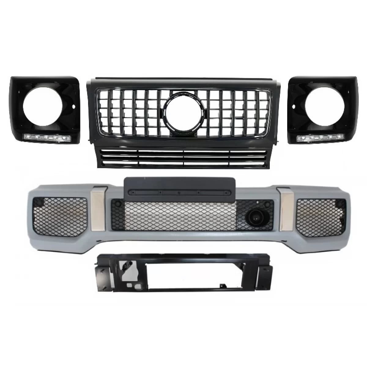 Front Bumper Assembly suitable for Mercedes G-Class W463 (1989-2012) G65 Design with Central Grille G63 GT-R Panamericana Design