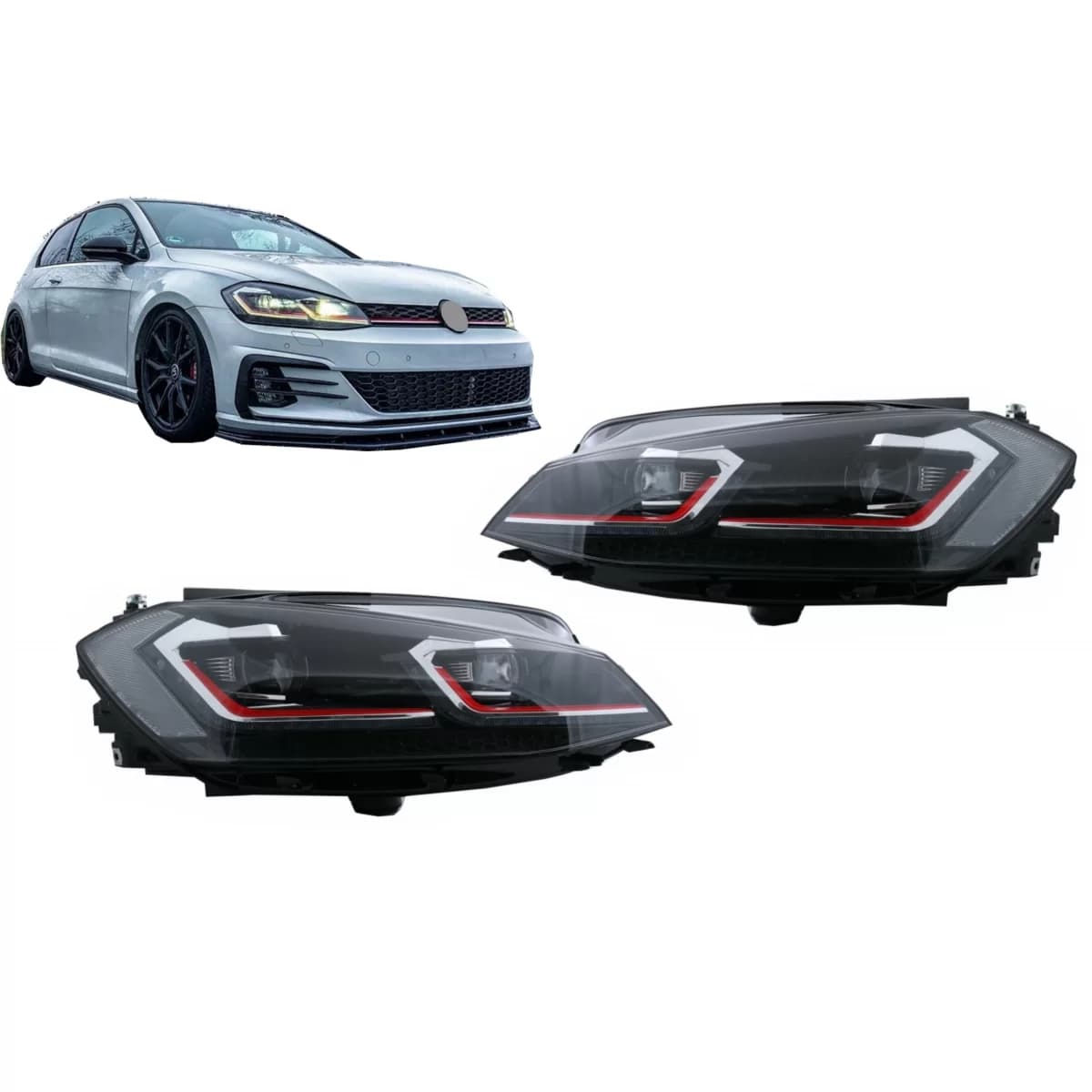 LED Headlights suitable for VW Golf 7.5 VII (2017-Up) GTI Look with Sequential Dynamic Turning Lights
