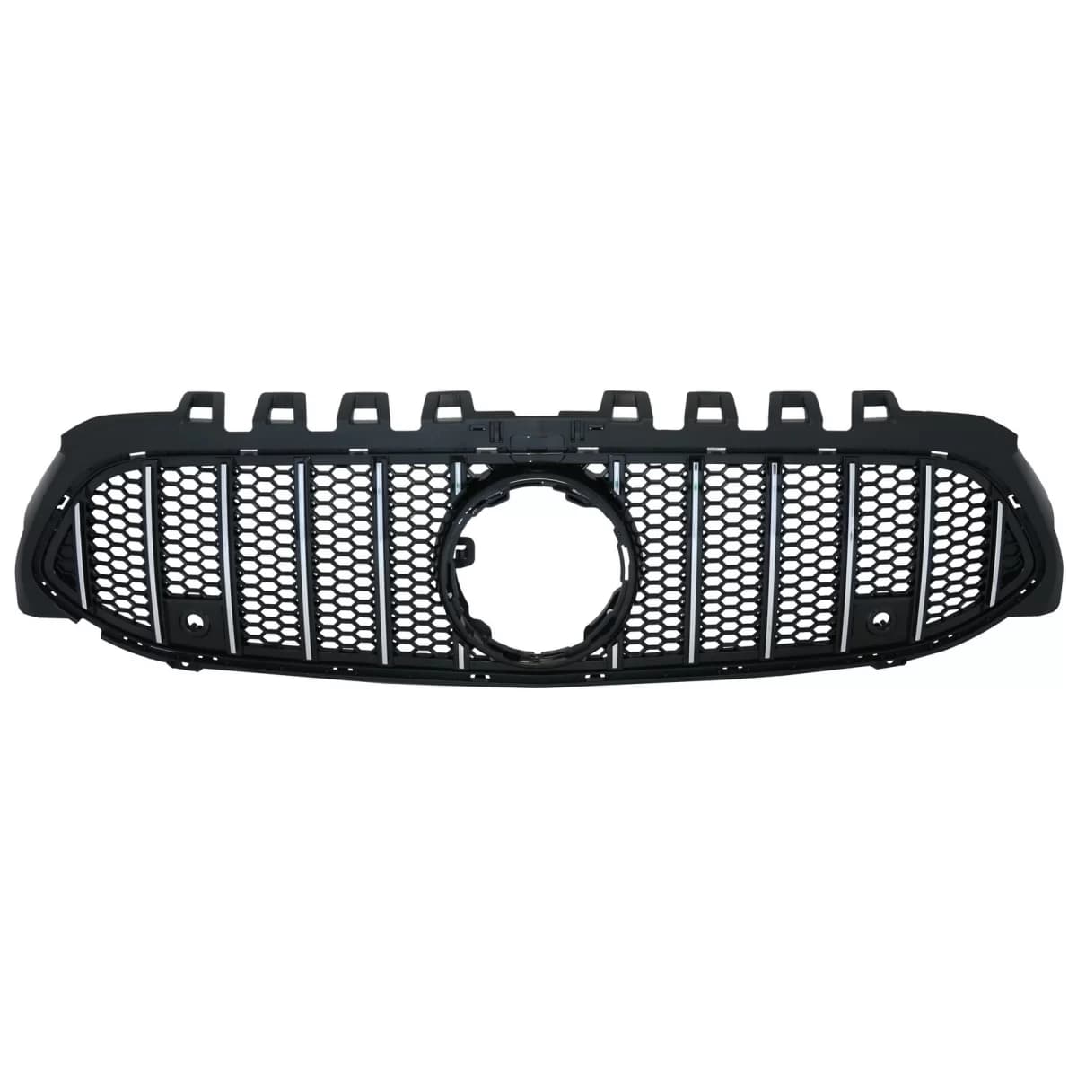 Central Grille suitable for Mercedes A-Class W177 Hatchback V177 Sedan (04.2018-2022) Mesh GT-R Panamericana Design Black Chrome