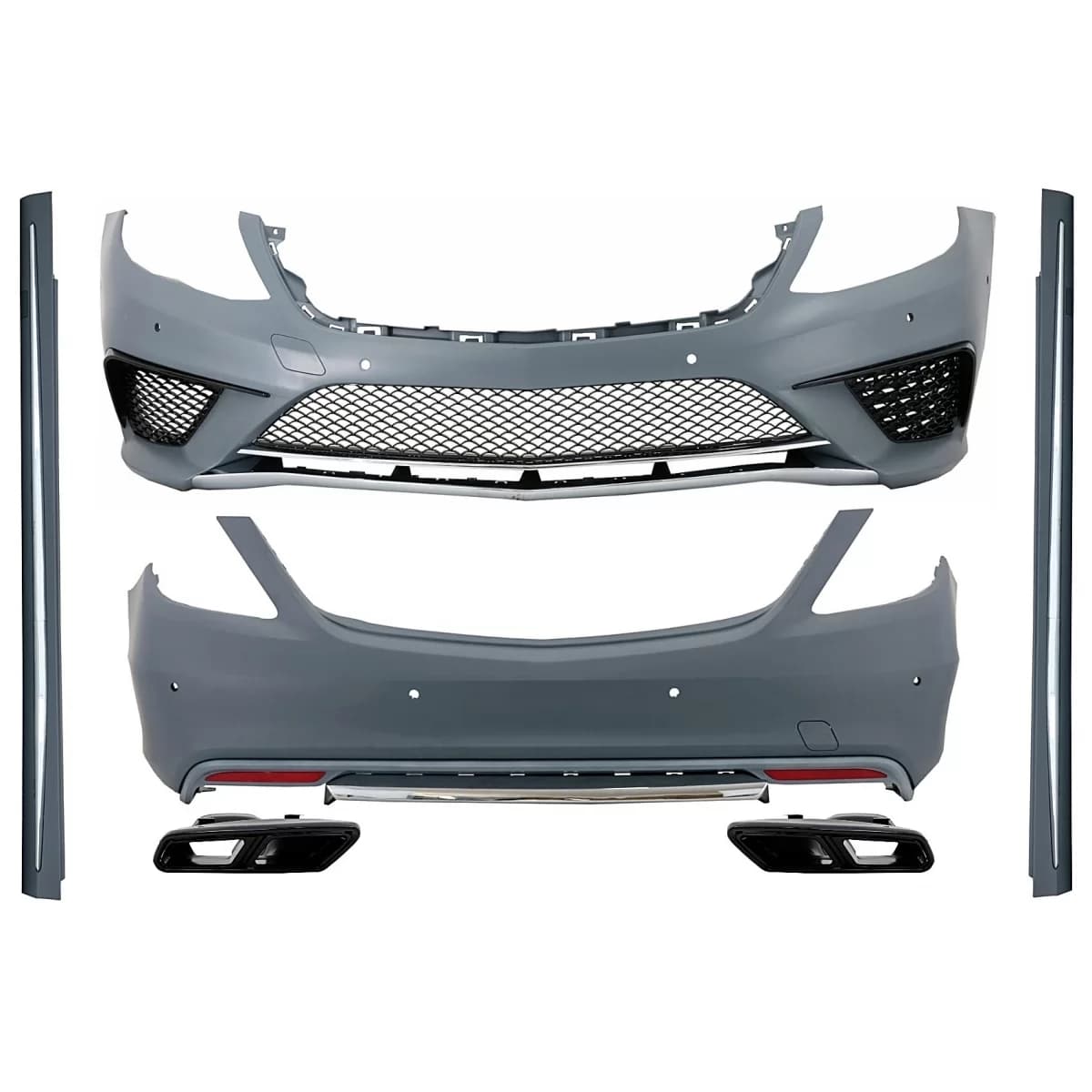 Body Kit suitable for Mercedes W222 S-Class Long Wheel Base (2013-06.2017) Side Skirts Long Version Muffler Tips