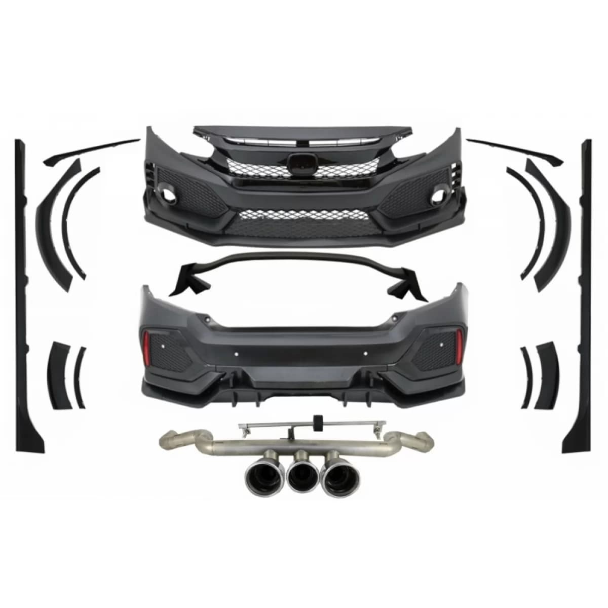 Body Kit suitable for Honda Civic MK10 FC FK (2016-Up) Sedan Type R Design with Exhaust System