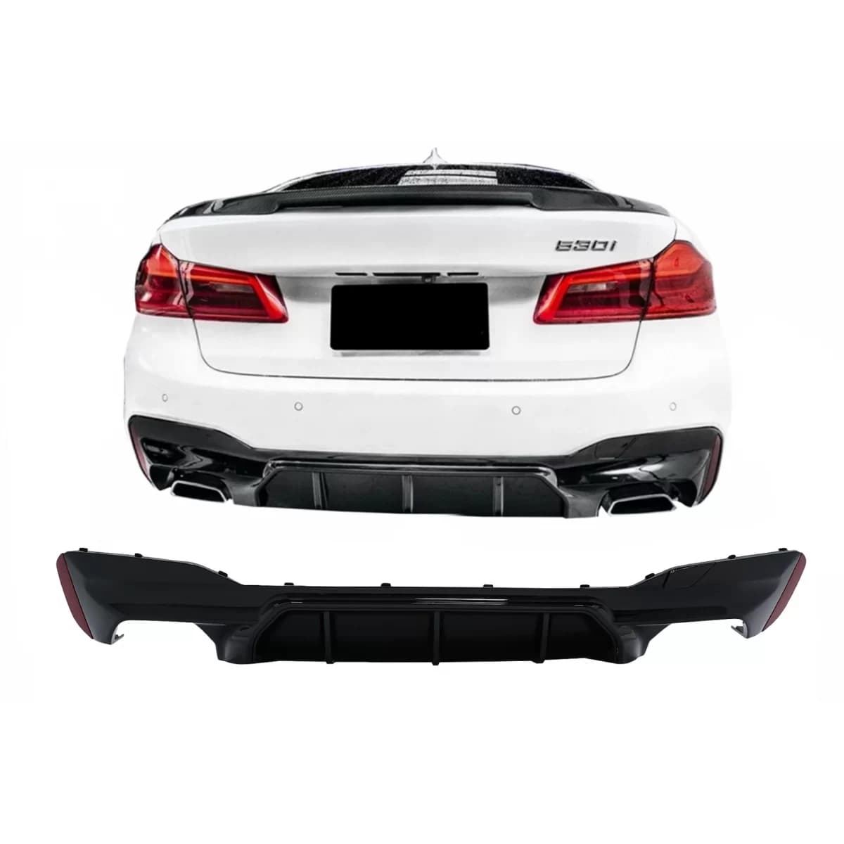 Rear Bumper Diffuser suitable for BMW 5 Series G30 G31 Limousine Touring (2017-up) M5 Design Piano Black