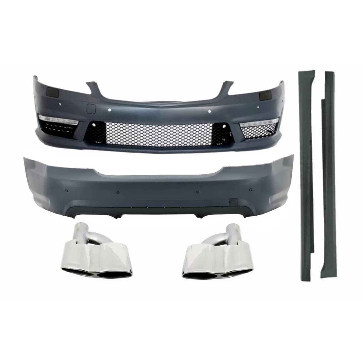 Body Kit suitable for Mercedes S-Class W221 (2005-2011) with Exhaust Muffler Tips and Side Skirts SWB