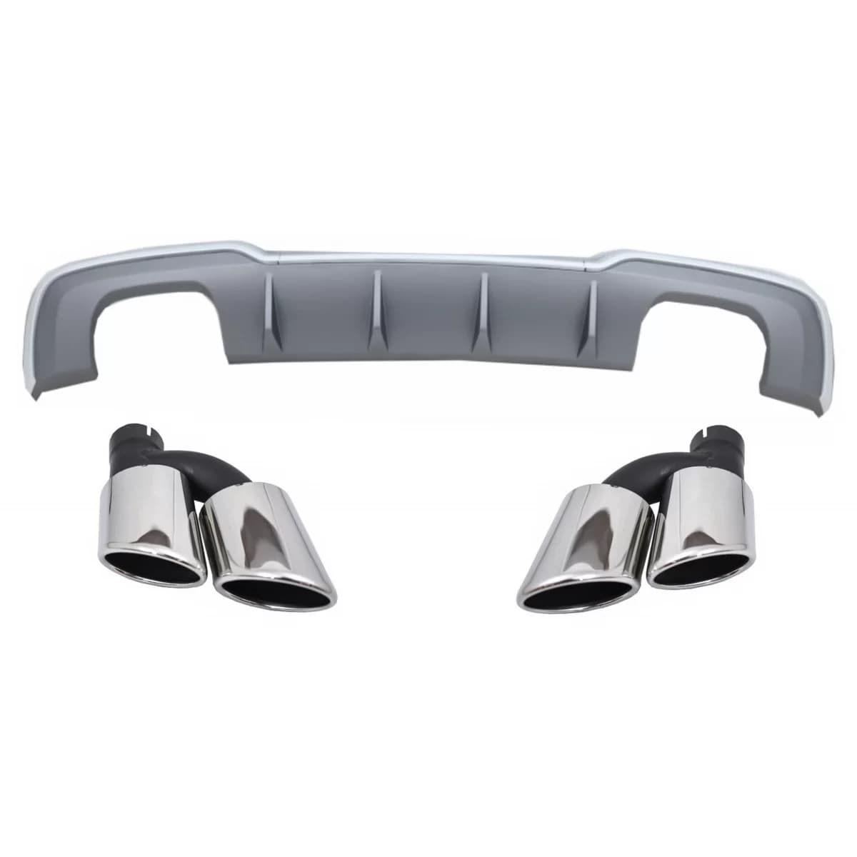 Rear Bumper Valance Diffuser with Exhaust Muffler Tips suitable for Audi A3 8V Facelift (2016-2019) S-Line Bumper Hatchback Sportback S3 Design