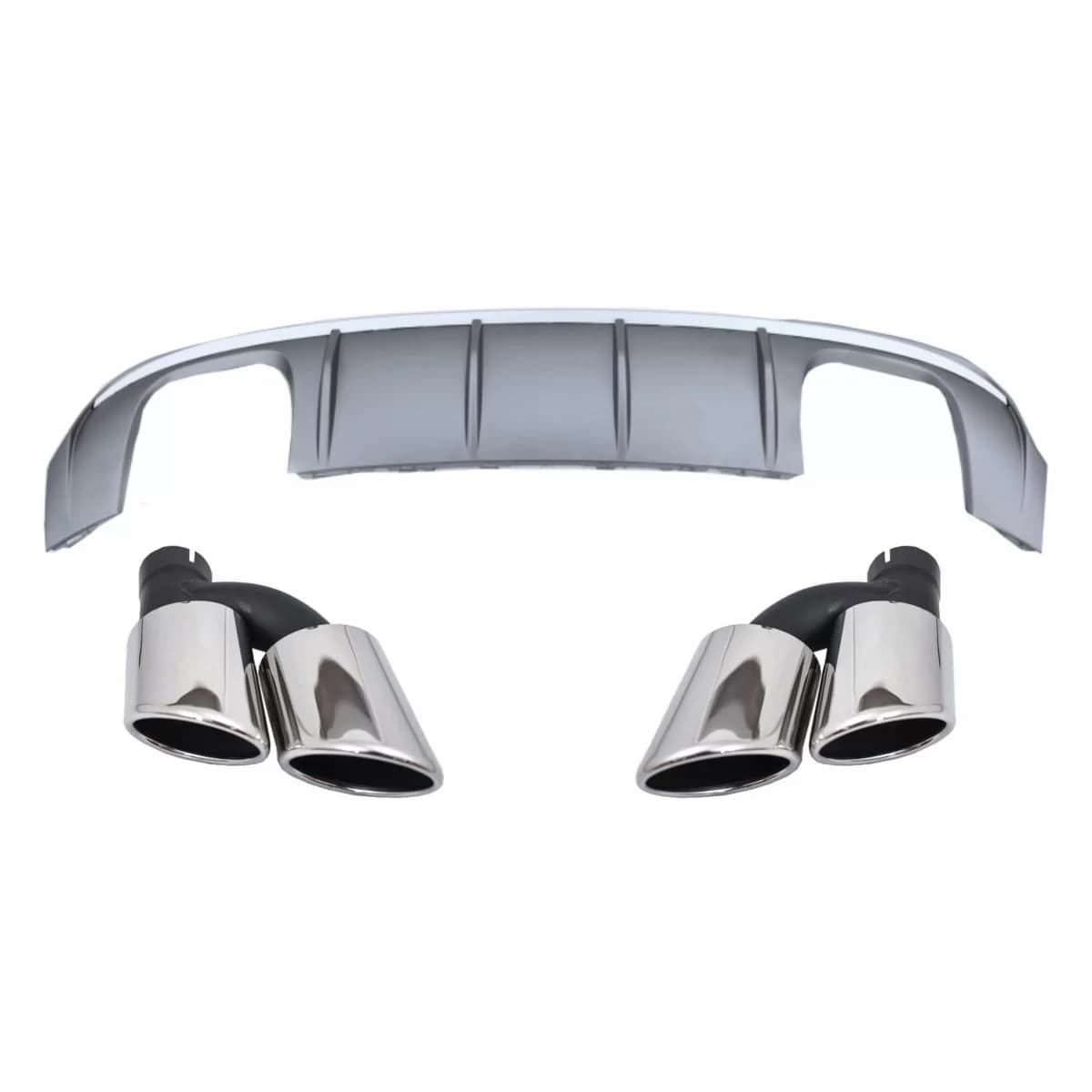 Rear Bumper Valance Diffuser with Exhaust Muffler Tips suitable for Audi A3 8V Facelift (2016-2019) S-Line Bumper Sedan Convertible S3 Design
