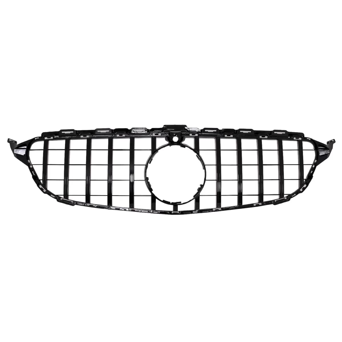 Central Grille suitable for Mercedes C-Class W205 S205 C205 (2014-2018) GT-R Panamericana Design Black With 360 Camera