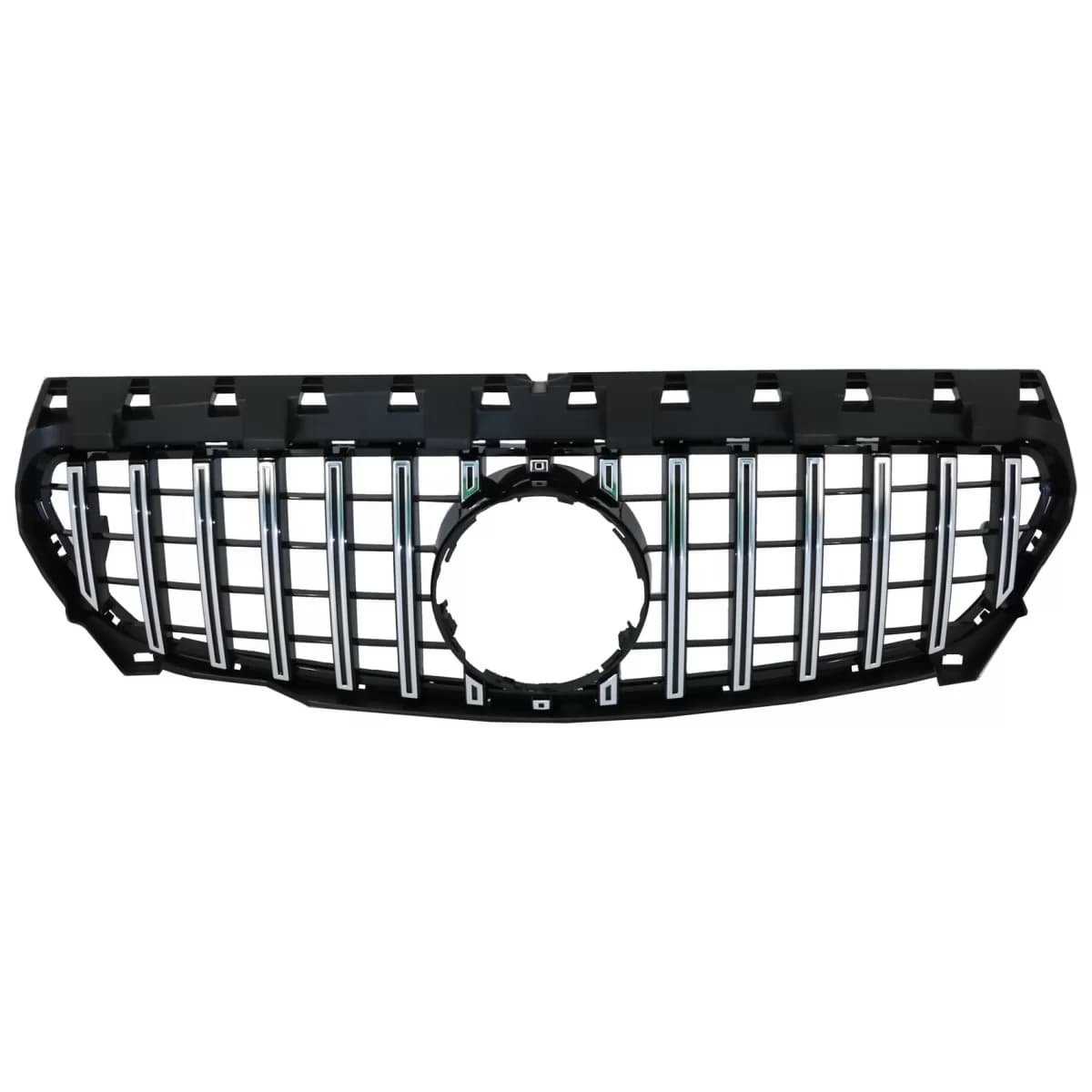 Front Central Grille suitable for Mercedes CLA C117 X117 W117 (2013-2018) CLA45 GT-R Panamericana Design Black Chrome