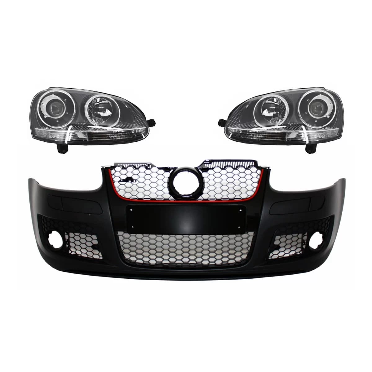 Front Bumper with Xenon Look Headlights RHD suitable for VW Golf 5 V Mk5 (2003-2007) Jetta (2005-2010) GTI Design