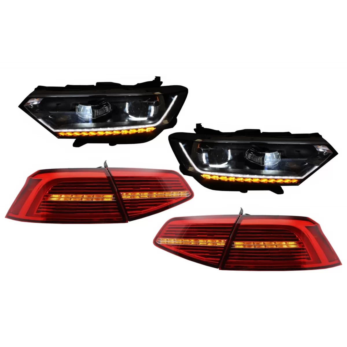 Full LED Headlights with LED Taillights suitable for VW Passat B8 3G (2014-2019) Matrix R line with Sequential Dynamic Turning Lights