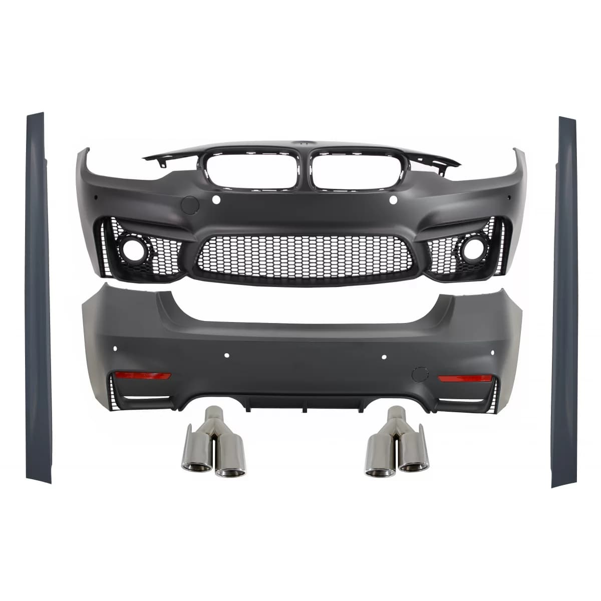 Body Kit suitable for BMW 3 Series F30 (2011-2019) EVO II M3 CS Design with Exhaust Muffler Tips Quad M-Power