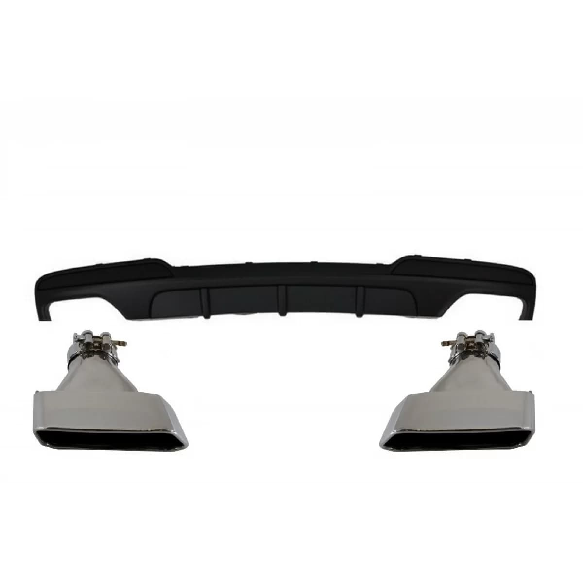 Double Outlet Air Diffuser suitable for BMW F10 5 Series (2011-2017) M-Performance Design with Exhaust Muffler Tips V8 LCI Square Design