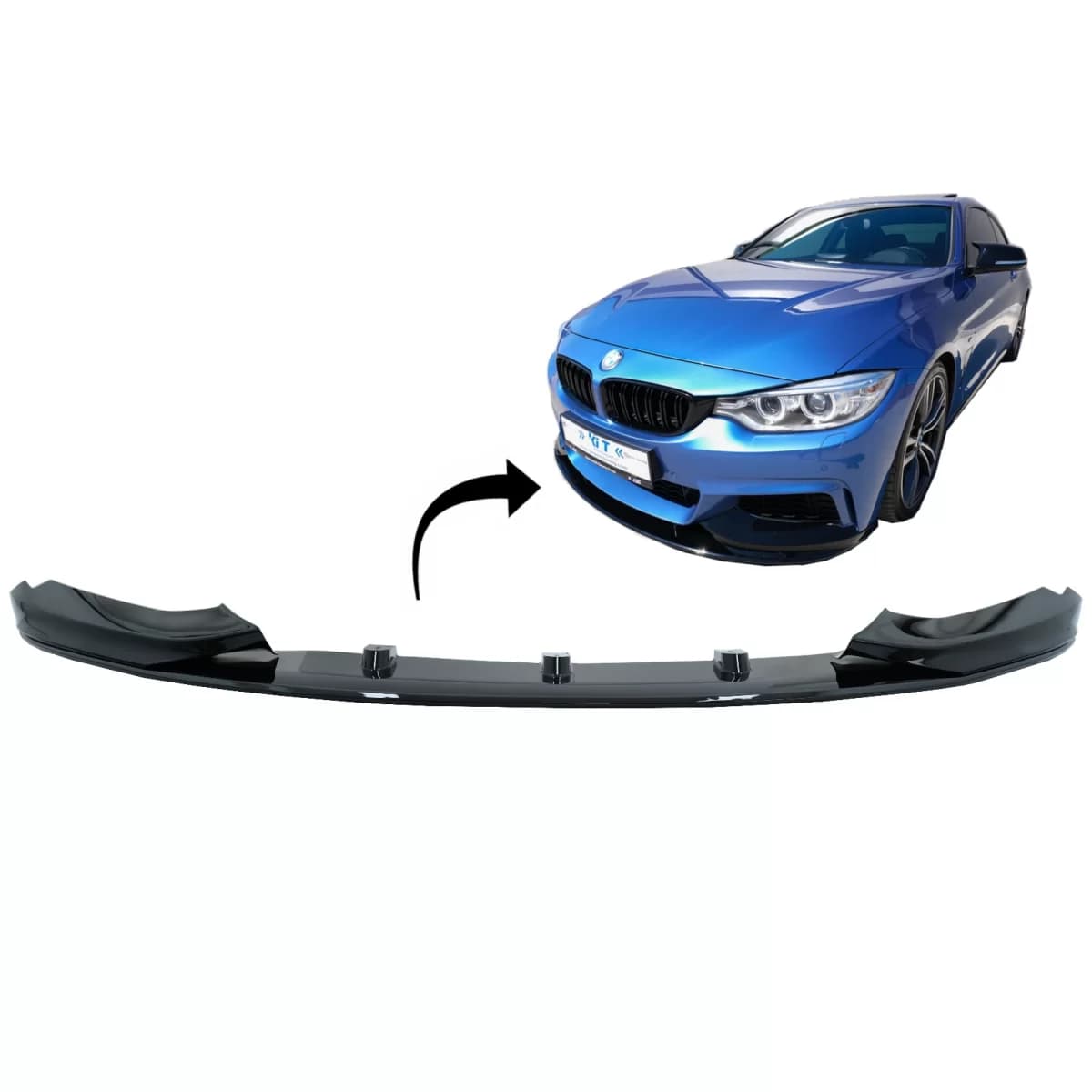 Front Bumper Spoiler Lip suitable for BMW 4 Series F32 Coupe F33 Cabrio F36 Grand Coupe (2013-03.2019) M Design Piano Black
