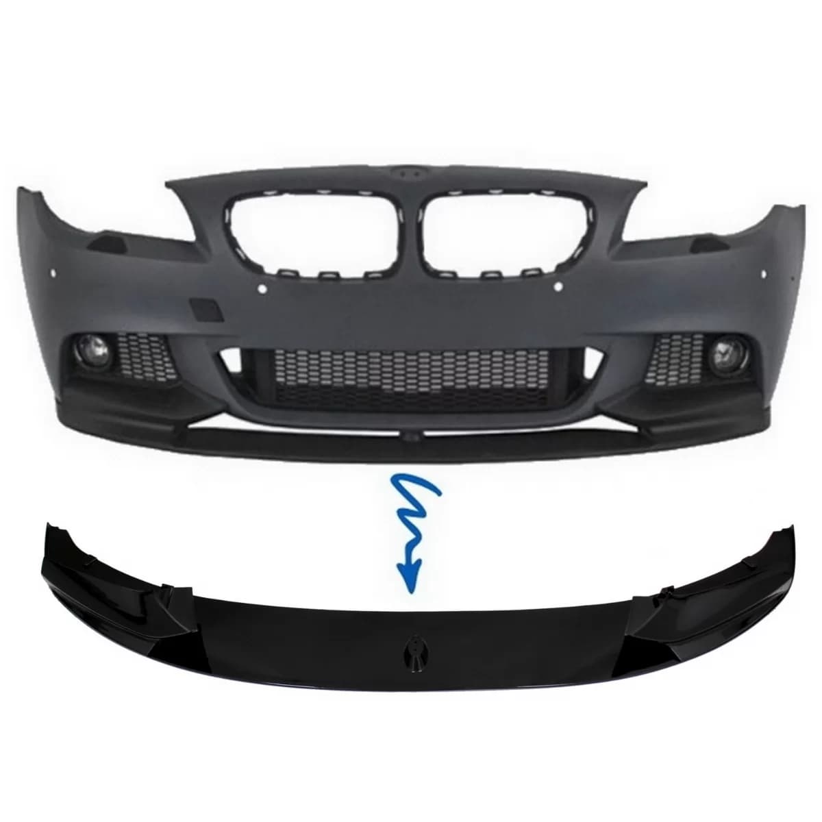 Front Bumper Spoiler Lip suitable for BMW 5 Series F10 F11 Sedan Touring (2011-2017) M Design Shiny Black