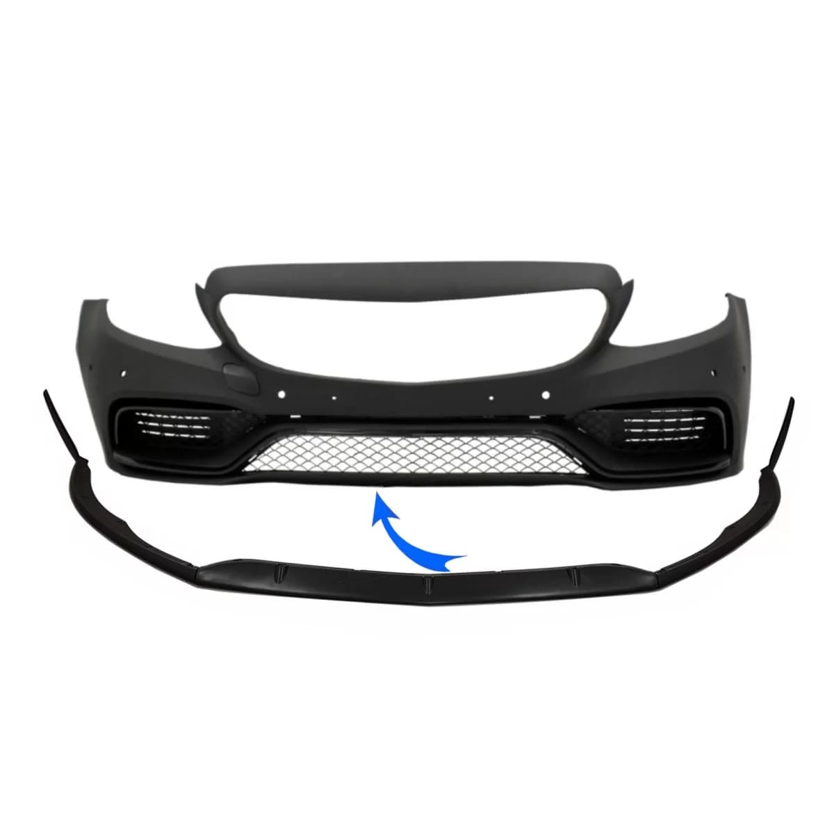 Front Bumper Lip suitable for Mercedes C-Class W205 S205 A205 C205 (2014-2018) Limousine T-Model Coupe Cabriolet Edition 1 Design Matte Black