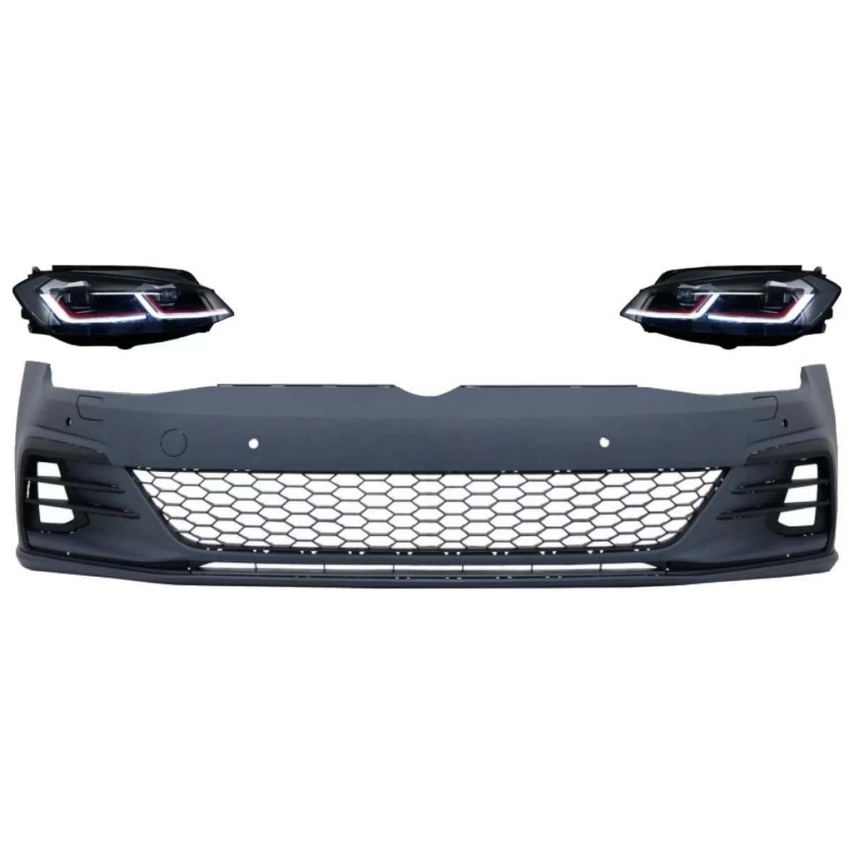Front Bumper suitable for VW Golf VII 7.5 (2017-2020) with LED Headlights Sequential Dynamic Turning Lights GTI Look