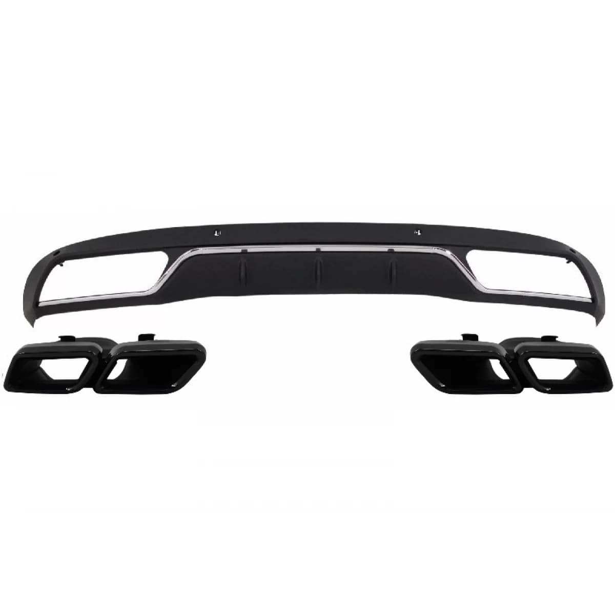 Rear Diffuser & Exhaust Tips suitable for Mercedes C-Class W205 S205 (2014-2018) C63 Design Black Package only for Standard Bumper