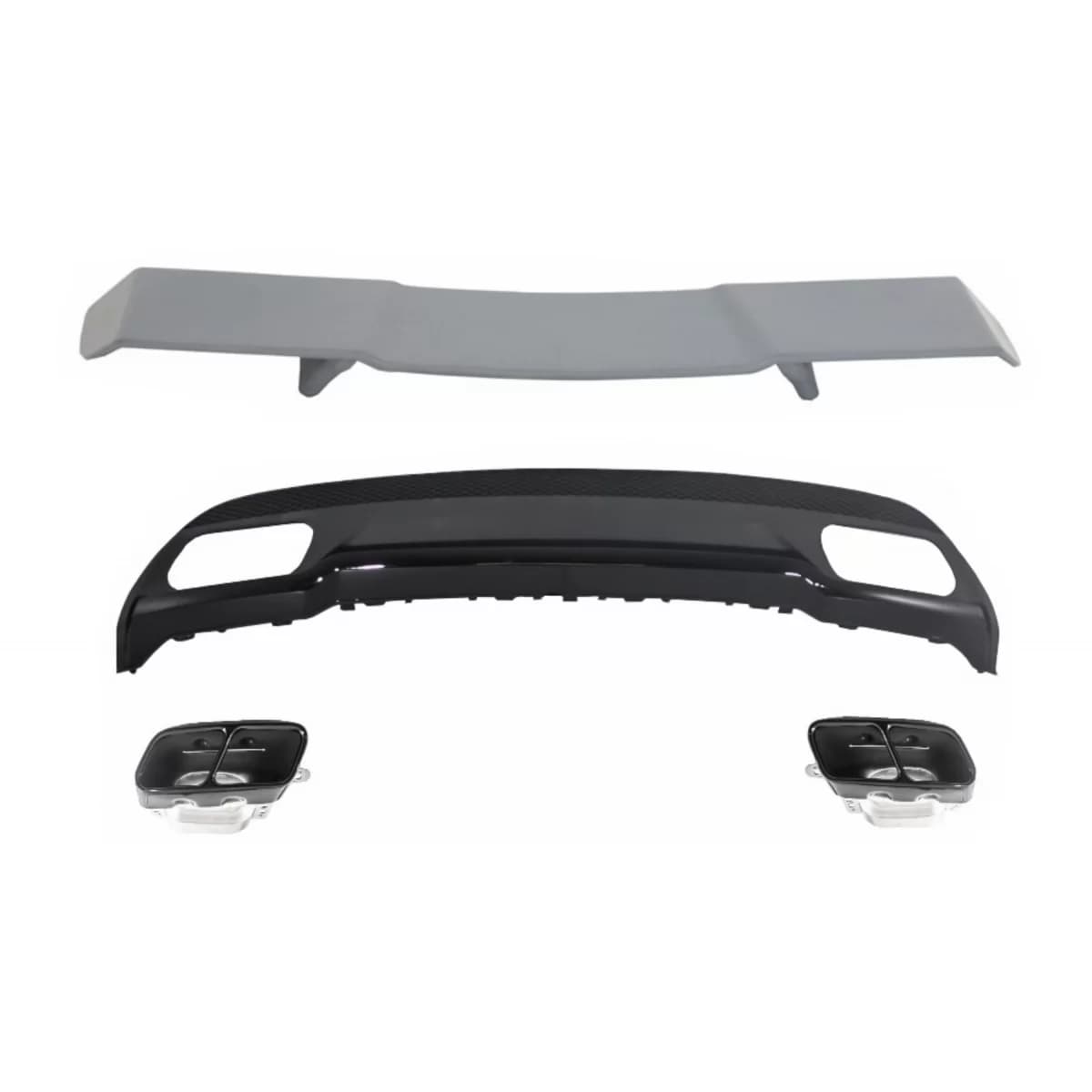 Trunk Spoiler, Boot Lid Spoiler Diffuser Exhaust Tips suitable for MERCEDES W176 A-Class 12+ Sport Black