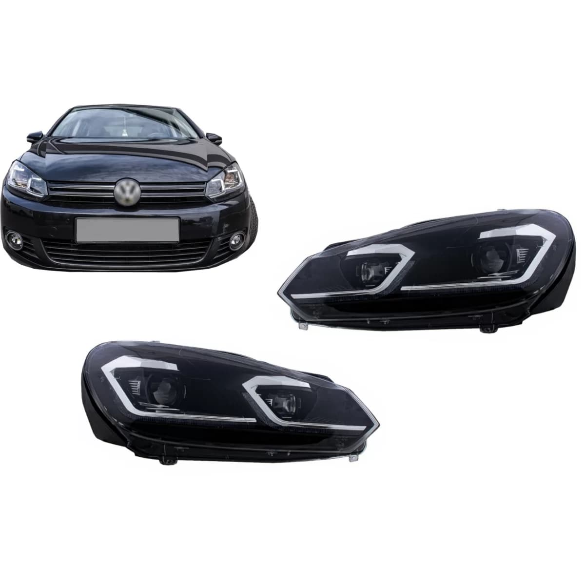 LED Headlights suitable for VW Golf 6 VI (2008-2013) With Facelift G7.5 Look Silver Flowing Dynamic Sequential Turning Lights