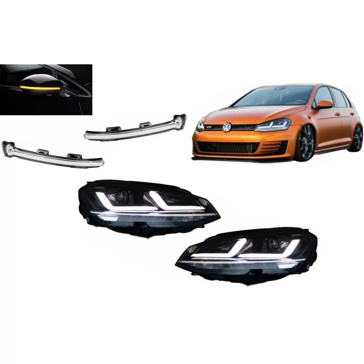 Osram Full LED Headlights with Dynamic Mirror Indicators LEDriving suitable for VW Golf 7 VII (2012-2017) Upgrade
