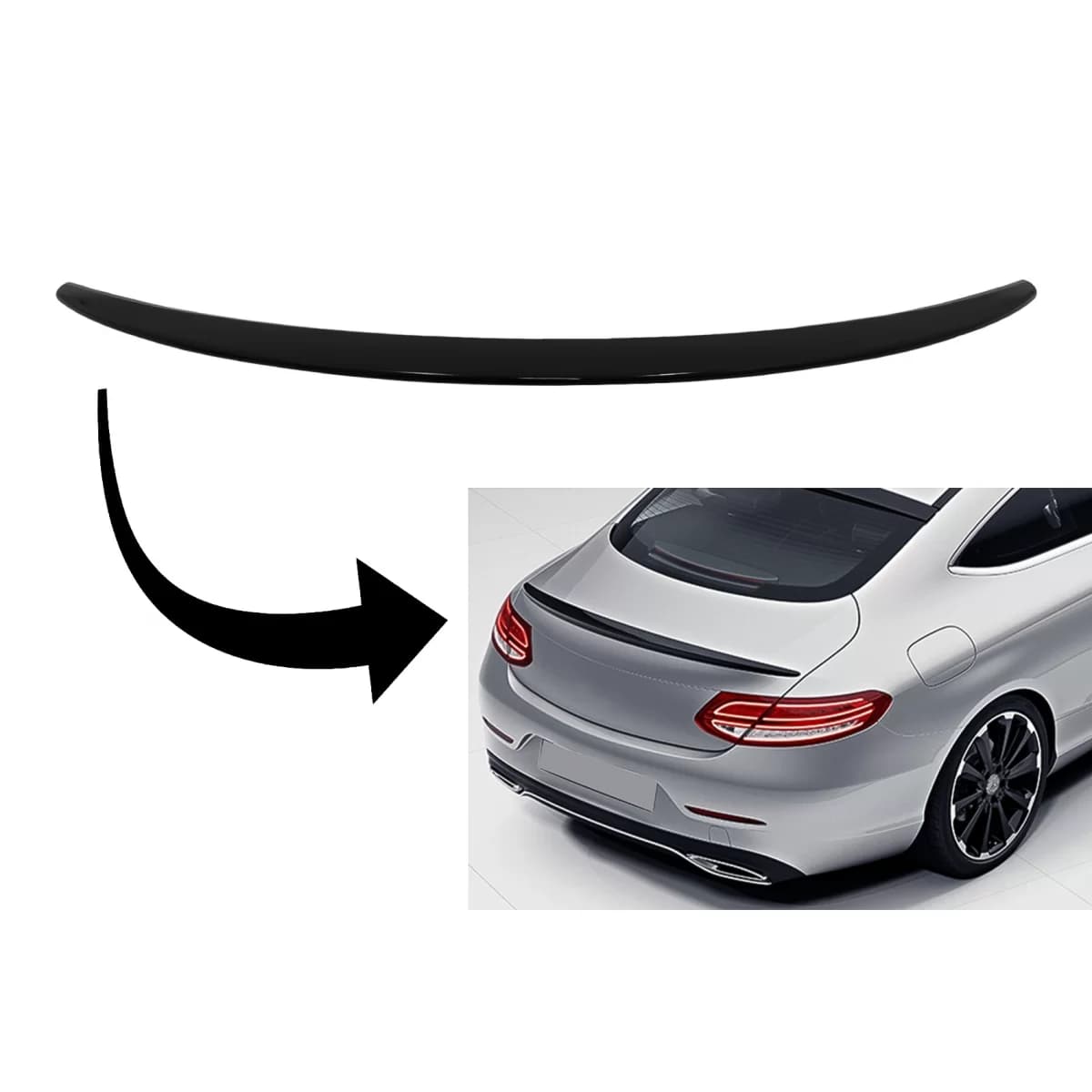 Trunk Boot Spoiler suitable for Mercedes C-Class Coupe C205 (2014-2019) Piano Black