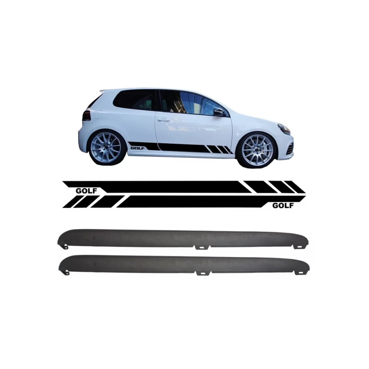 Side Skirts with Side Decals Sticker Vinyl Black suitable for VW Golf VI 6 (2008-2014) GTI Design