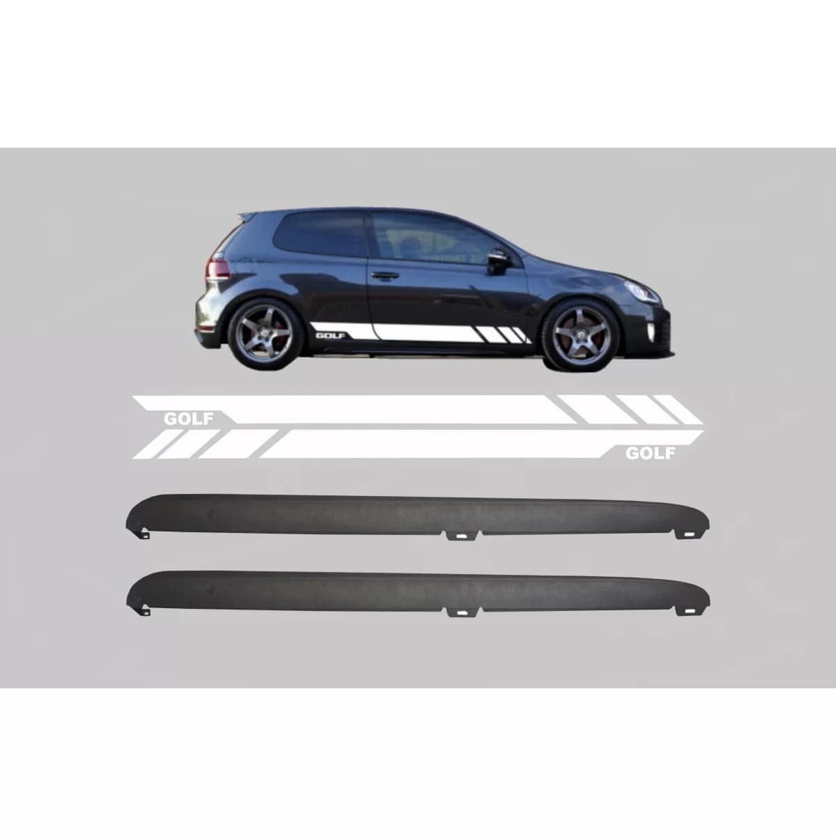 Side Skirts with Side Decals Sticker Vinyl White suitable for VW Golf VI Golf 6 (2008-2014) GTI Design