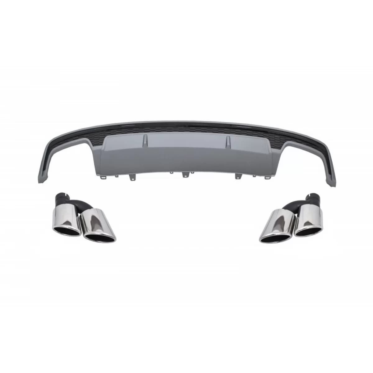 Rear Bumper Valance Air Diffuser with Exhaust Muffler Tips Tail Pipes suitable for AUDI A7 4G Facelift (2015-2018) S7 Design