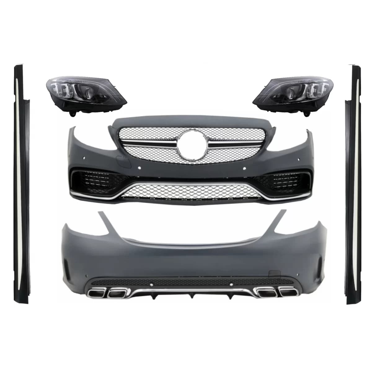 Body Kit with Full LED Headlights suitable for Mercedes C-Class W205 Sedan (2014-2018) C63 Design