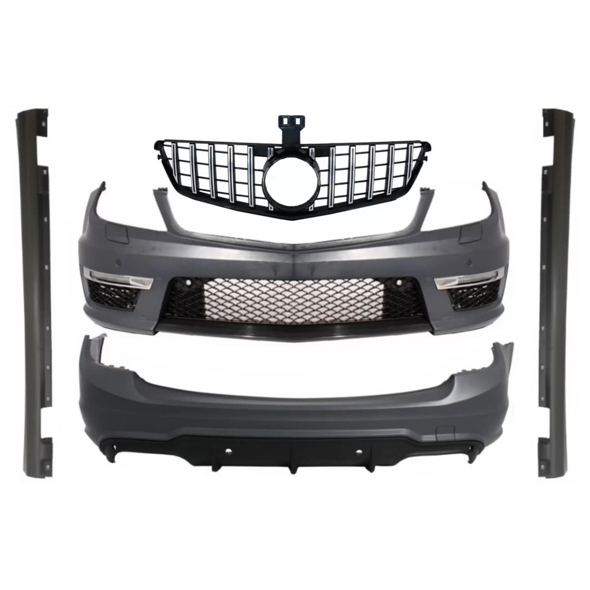 Body Kit suitable for MERCEDES C-Class W204 Facelift C63 T-Modell S204 Station Wagon Estate with Front Grille GT-R Panamericana Design Chrom