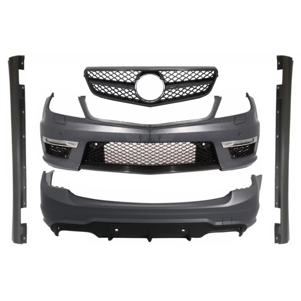 Body Kit suitable for MERCEDES C-Class W204 Facelift C63 T-Modell S204 Station Wagon Estate with Single Frame Front Grille Sport Piano Black