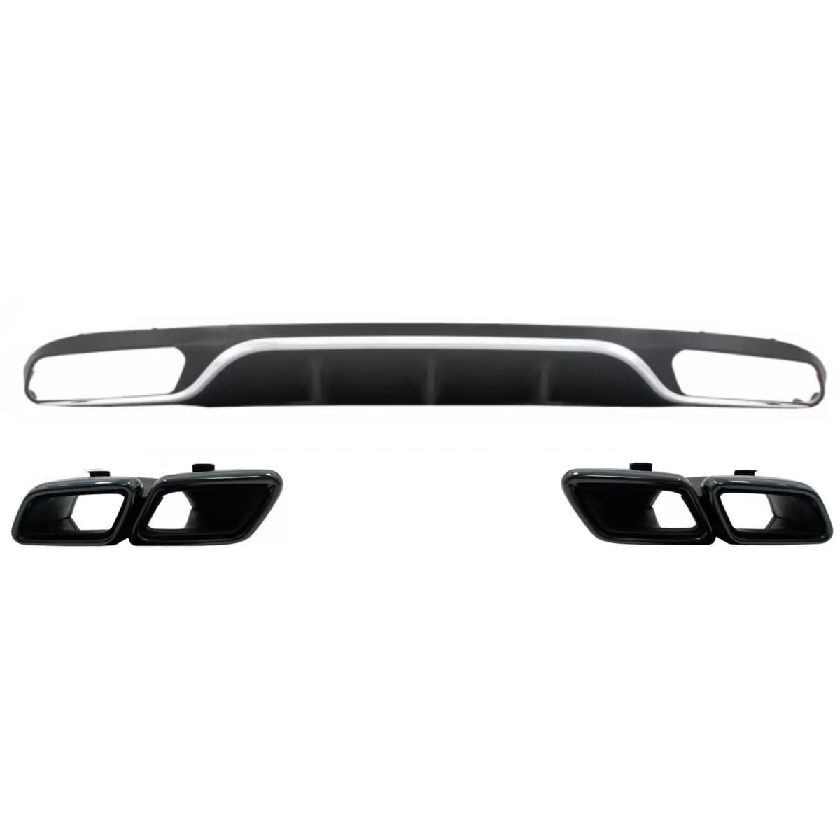 Rear Diffuser with Exhaust Muffler Tips suitable for Mercedes E-Class W213 S213 Standard (2016-2019) E63 Design Black