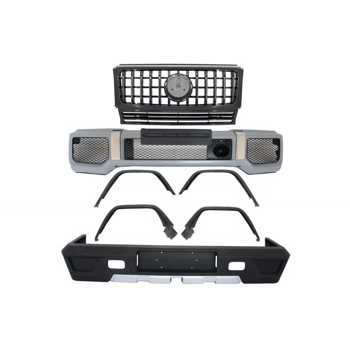 Complete Conversion Body Kit suitable for Mercedes G-Class W463 (1989-2017) G63 G65 Design with Front Grille Panamericana All Piano Black