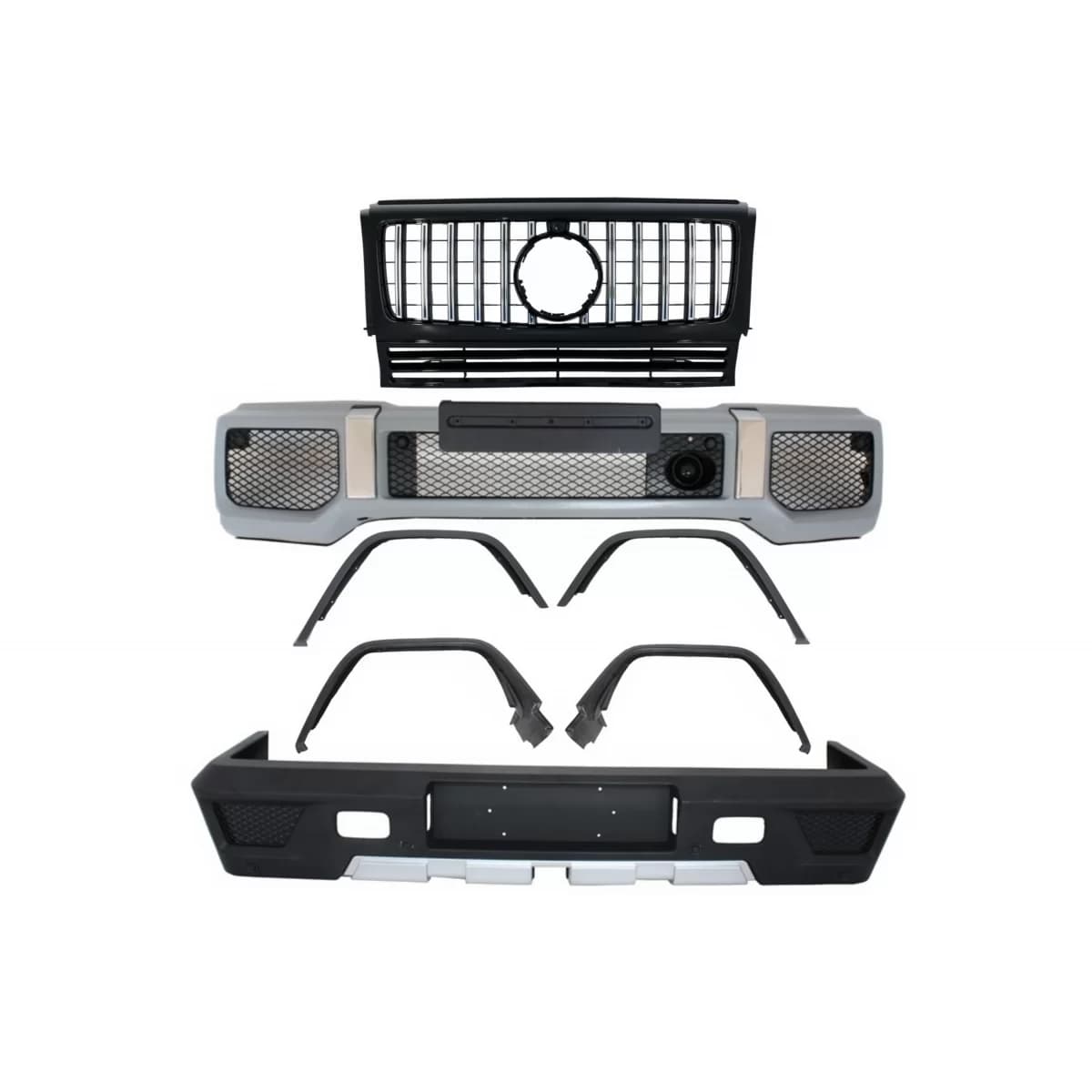 Complete Conversion Body Kit suitable for MERCEDES G-Class W463 (1989-2017) G63 G65 Design with Front Grille Panamericana Black Chrome