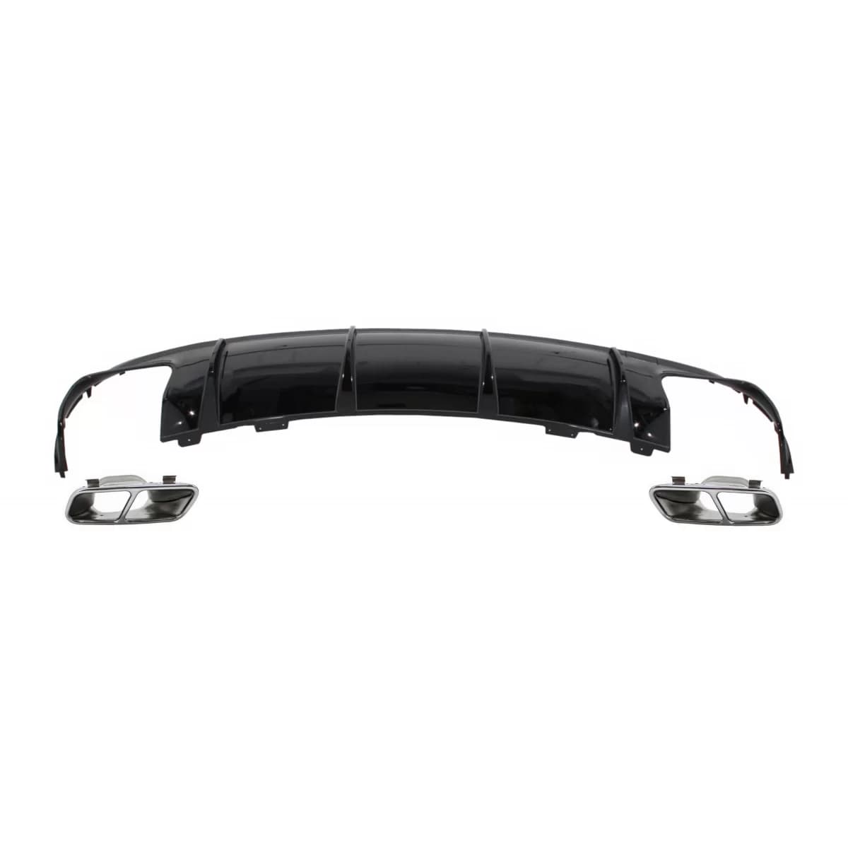 Rear Bumper Air Diffuser with Ehaust Muffler Tips suitable for Mercedes CLA W117 X117 Shooting Brake (2013-2018) Facelift CLA45 Look